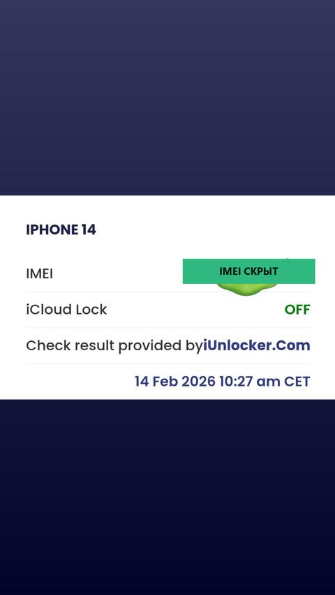 iPhone 14 — успешная разблокировка iCloud, 14 фев 2026
