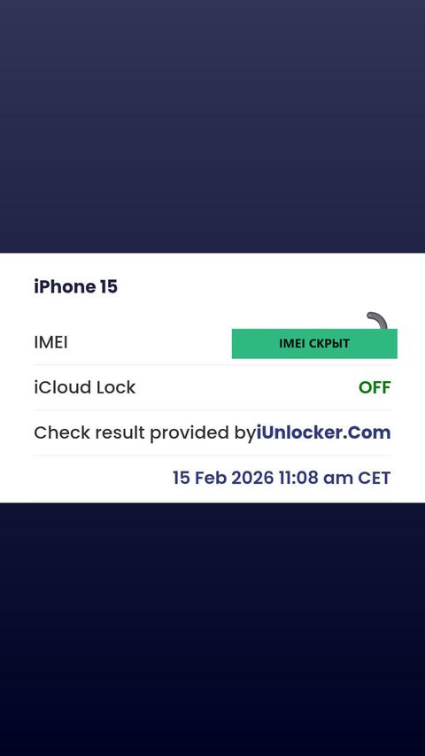 iPhone 15 — успешная разблокировка iCloud, 15 фев 2026